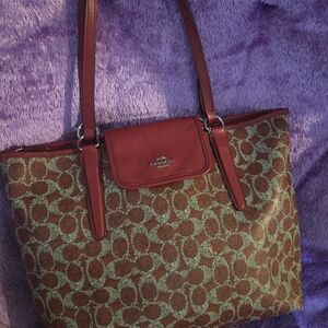 Coach Red Signature Shoulder Bag & Wallet Set